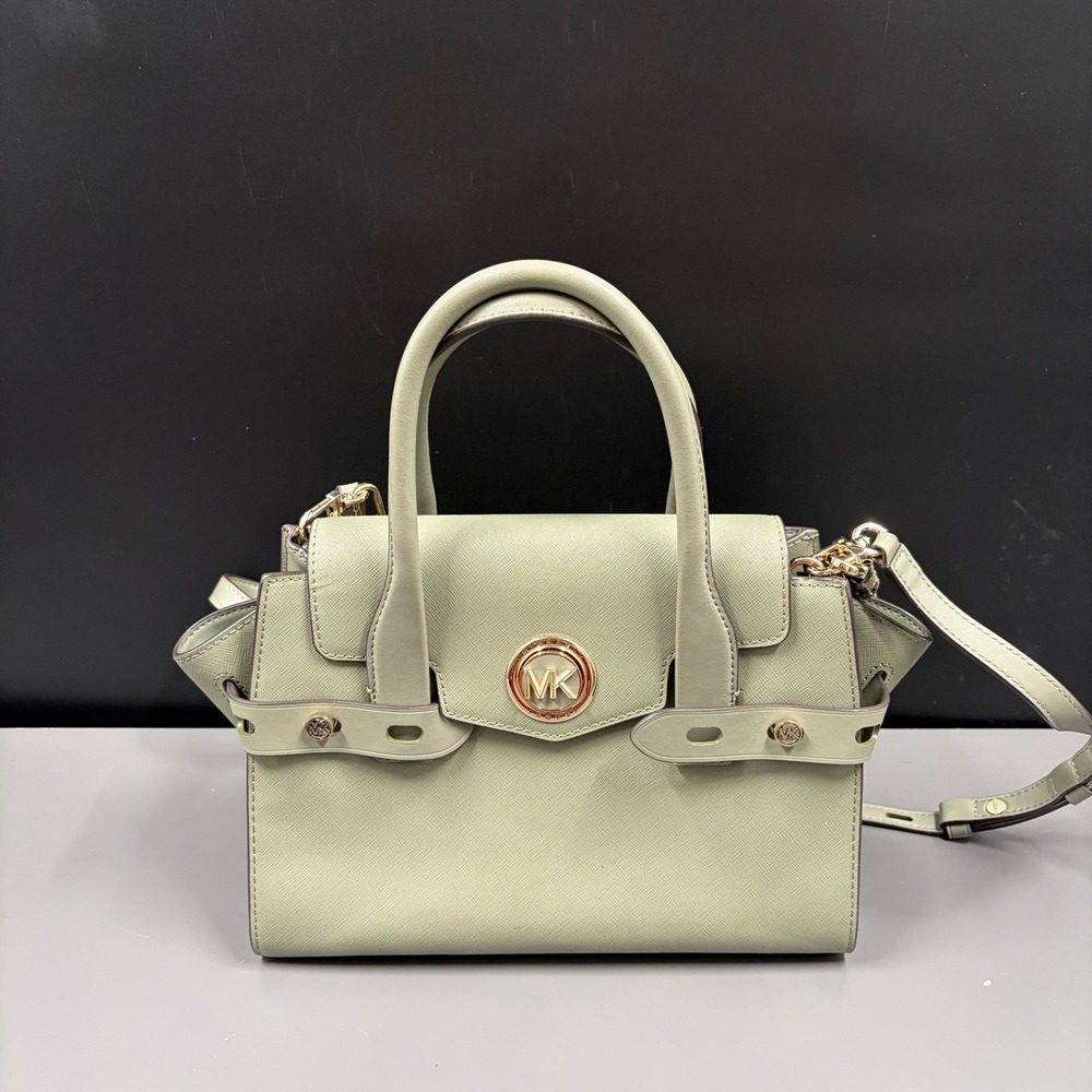 MICHAEL KORS CARMEN MEDIUM FLAP SATCHEL‎ SHOULDER BAG MK SOLID LIGHT SAGE